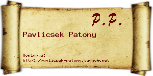 Pavlicsek Patony névjegykártya